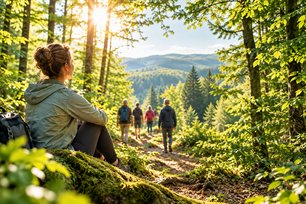 Personen im Wald beim Spaziergang